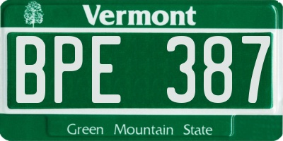 VT license plate BPE387