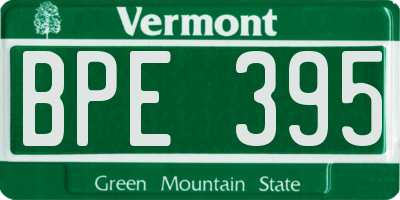 VT license plate BPE395