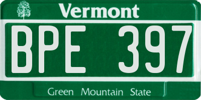 VT license plate BPE397