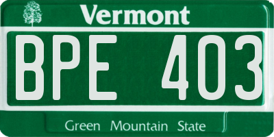 VT license plate BPE403