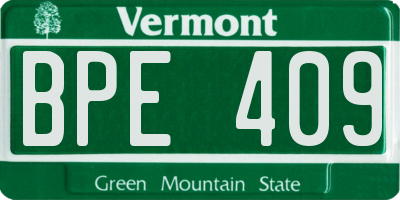 VT license plate BPE409