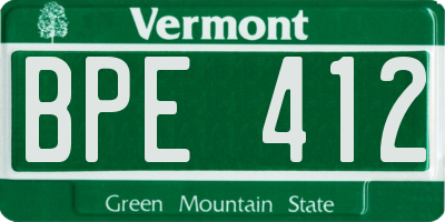 VT license plate BPE412