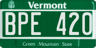 VT license plate BPE420