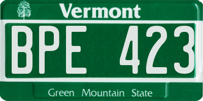 VT license plate BPE423