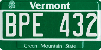 VT license plate BPE432
