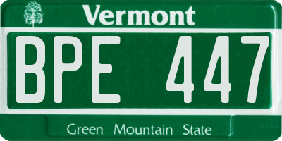 VT license plate BPE447