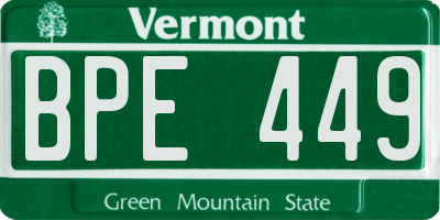 VT license plate BPE449