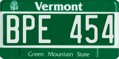 VT license plate BPE454