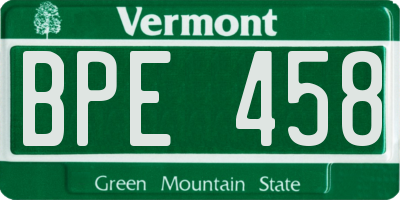 VT license plate BPE458