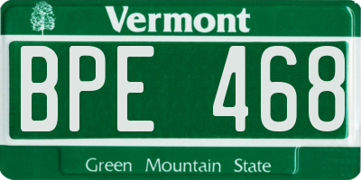 VT license plate BPE468