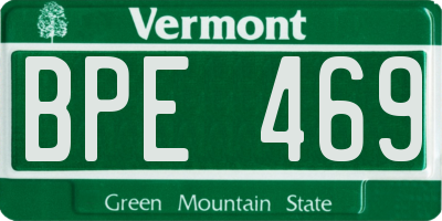 VT license plate BPE469