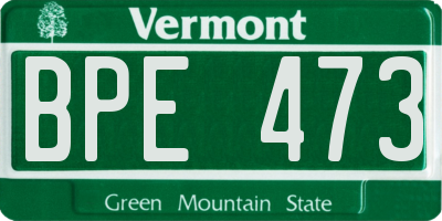 VT license plate BPE473