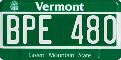VT license plate BPE480