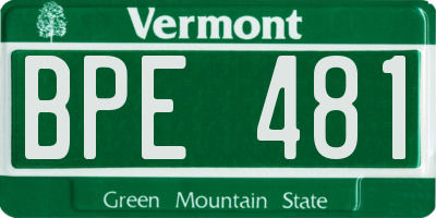 VT license plate BPE481