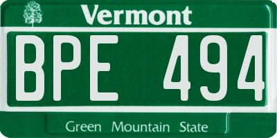 VT license plate BPE494