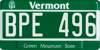 VT license plate BPE496
