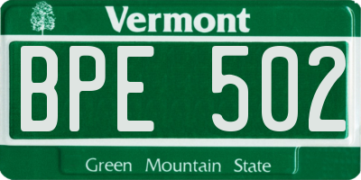 VT license plate BPE502