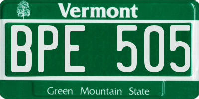 VT license plate BPE505