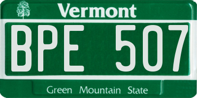 VT license plate BPE507