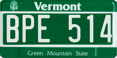 VT license plate BPE514
