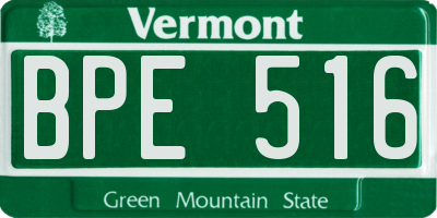 VT license plate BPE516