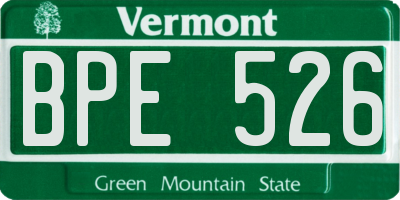 VT license plate BPE526