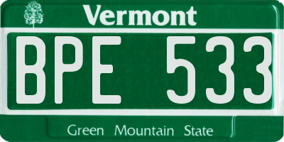 VT license plate BPE533