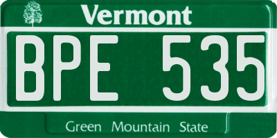 VT license plate BPE535