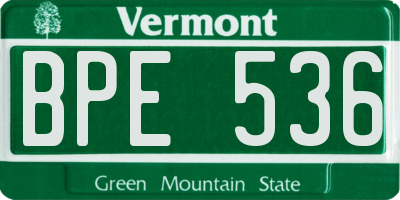 VT license plate BPE536