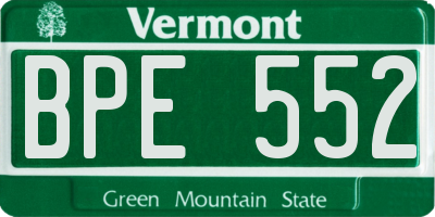 VT license plate BPE552