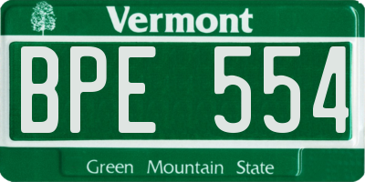 VT license plate BPE554