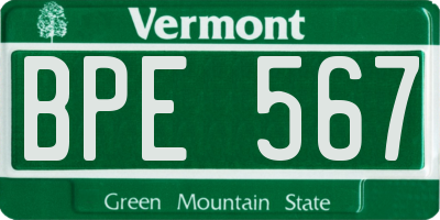 VT license plate BPE567