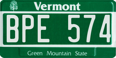 VT license plate BPE574