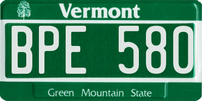 VT license plate BPE580