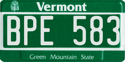 VT license plate BPE583