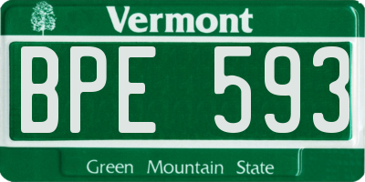 VT license plate BPE593