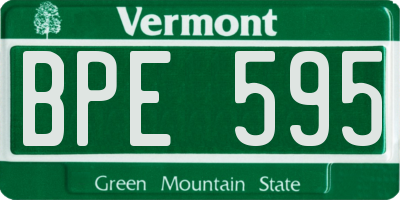 VT license plate BPE595