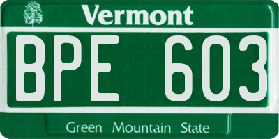 VT license plate BPE603