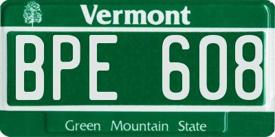 VT license plate BPE608