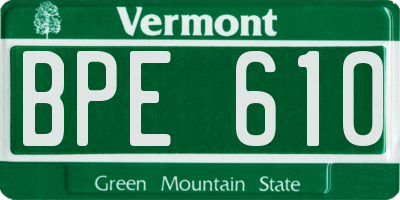 VT license plate BPE610
