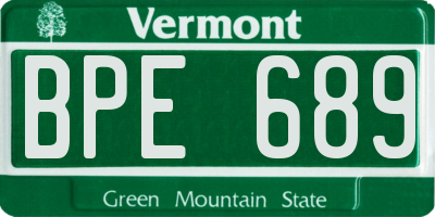VT license plate BPE689
