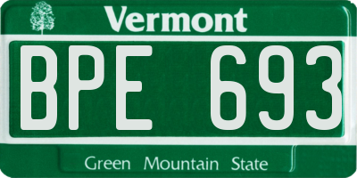 VT license plate BPE693