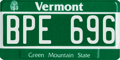 VT license plate BPE696
