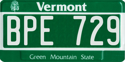 VT license plate BPE729