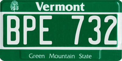 VT license plate BPE732