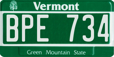 VT license plate BPE734
