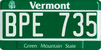 VT license plate BPE735