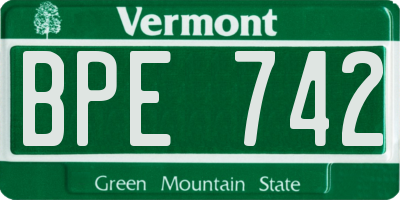 VT license plate BPE742