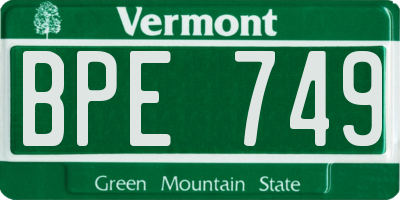 VT license plate BPE749