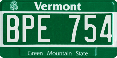 VT license plate BPE754